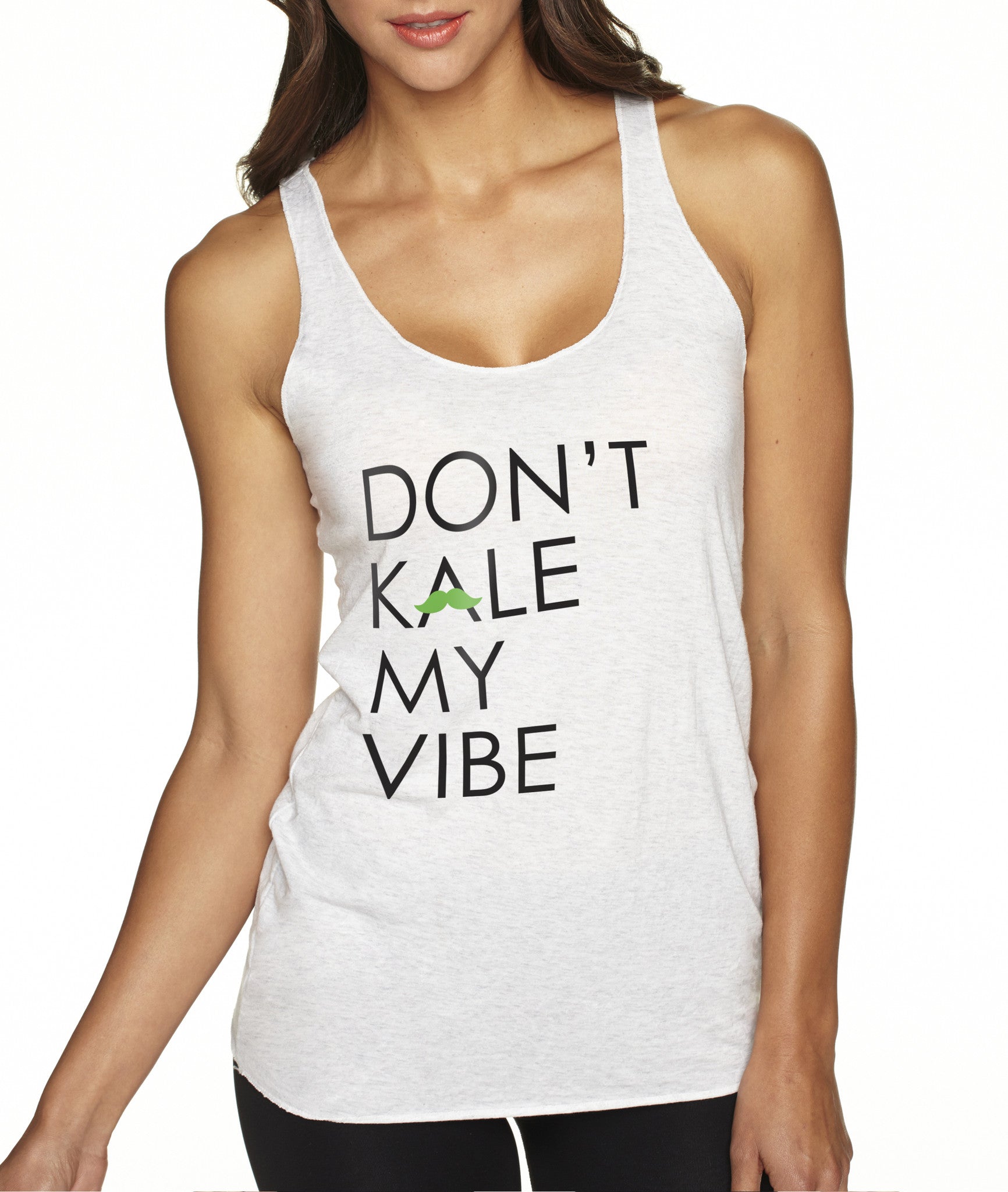 "Don't Kale My Vibe" Tank, Apparel, Green Mustache, Mustache Munchies, healthy organic vegan gluten-free snack crackers